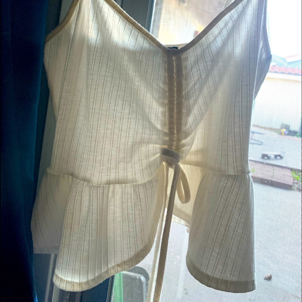 Drawstring White Crop Top
